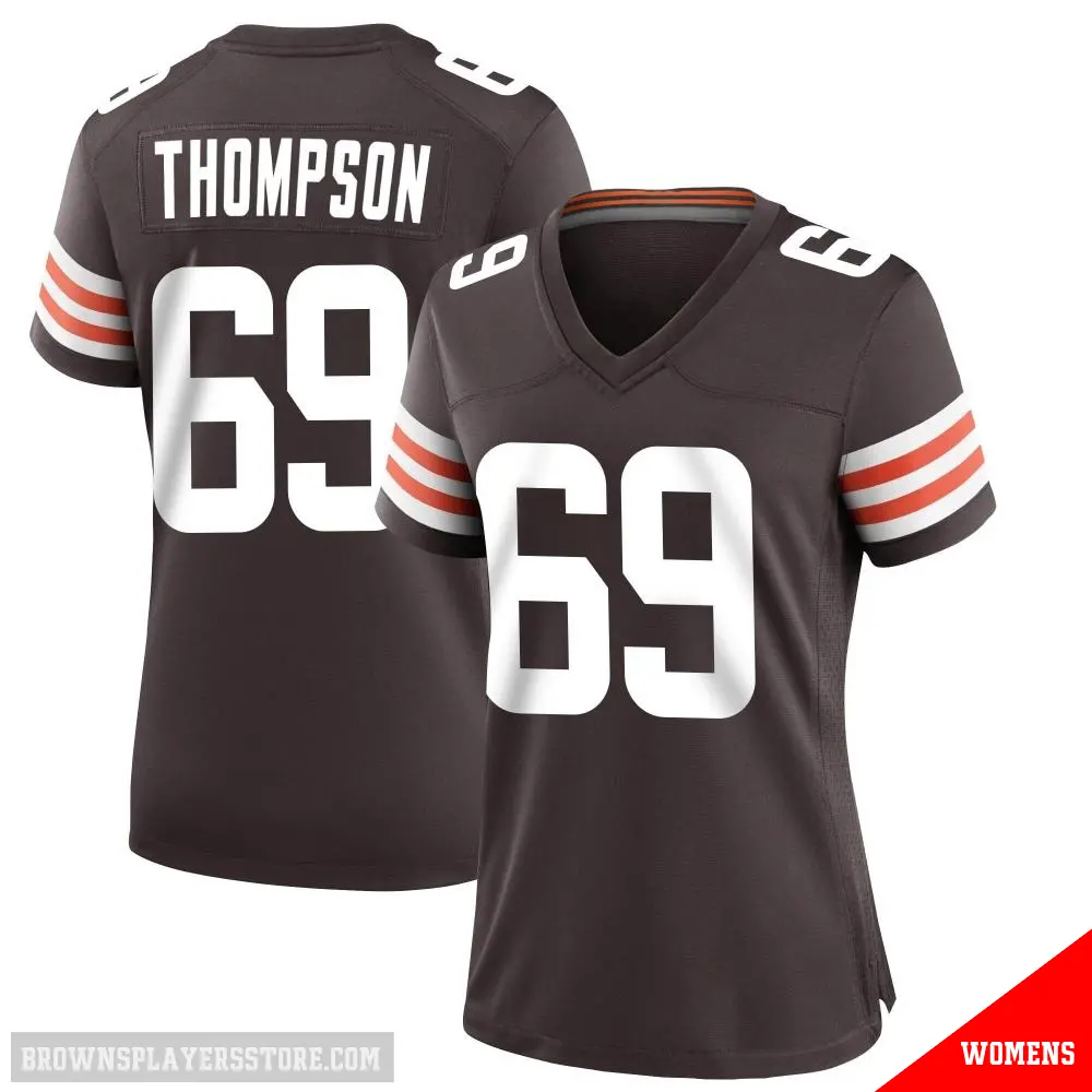 ＃69 Women's Lorenzo Thompson Brown Game Cleveland Browns Team Color Jersey