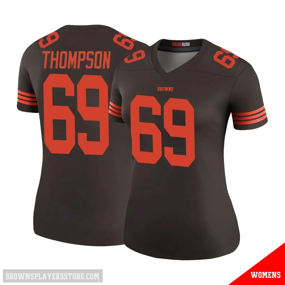 ＃69 Women's Lorenzo Thompson Brown Legend Cleveland Browns Color Rush Jersey