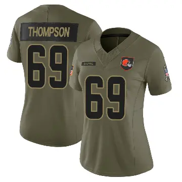 ＃69 Women's Lorenzo Thompson Olive Limited Cleveland Browns 2025 Salute to Service Jersey