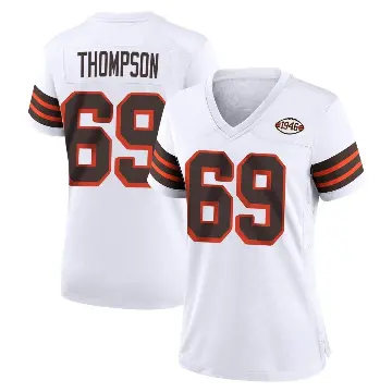 ＃69 Women's Lorenzo Thompson White Game Cleveland Browns 1946 Collection Alternate Jersey