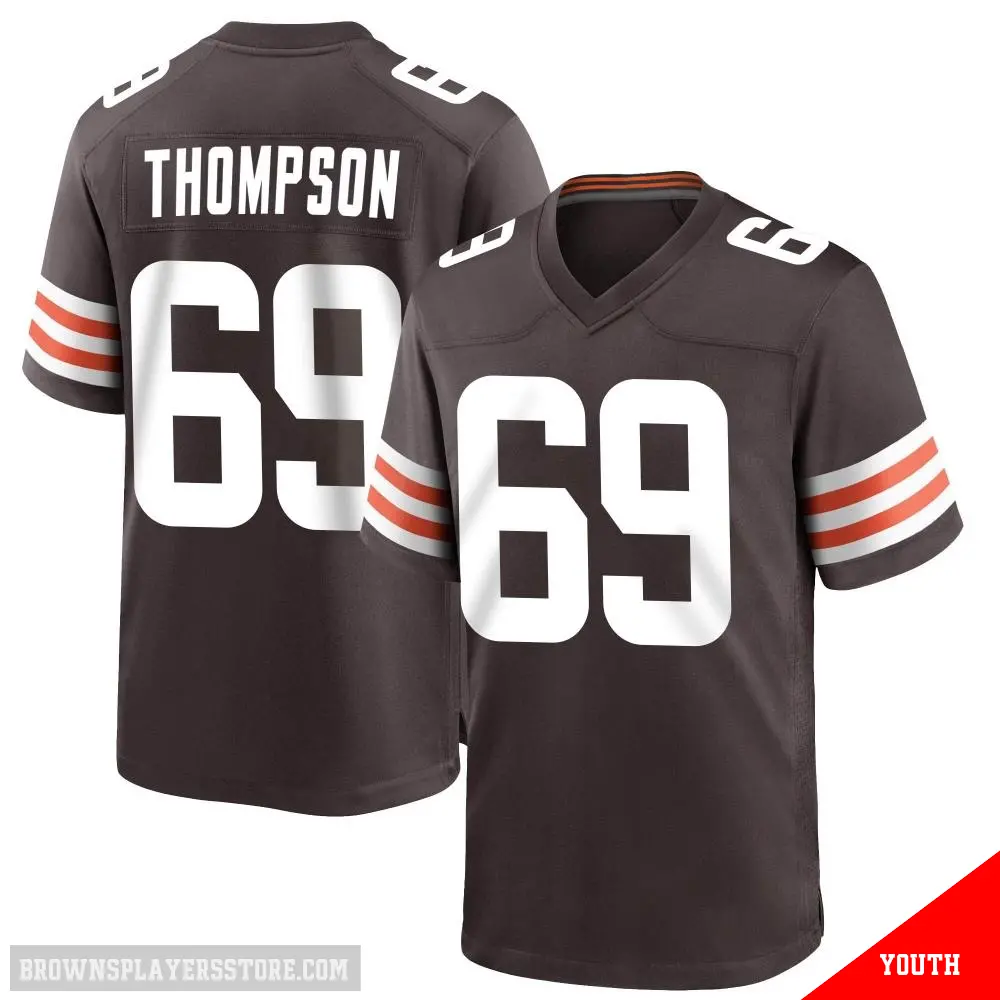 ＃69 Youth Lorenzo Thompson Brown Game Cleveland Browns Team Color Jersey