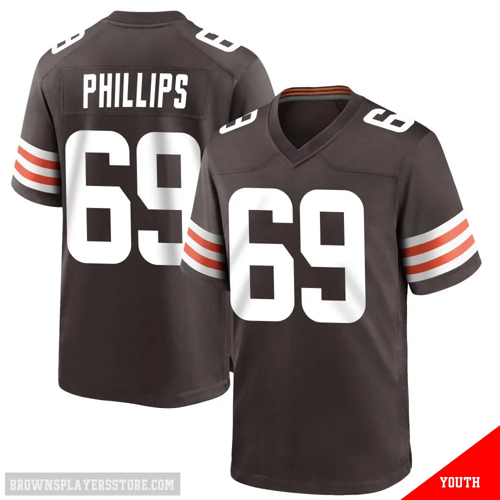 ＃69 Youth Tyre Phillips Brown Game Cleveland Browns Team Color Jersey