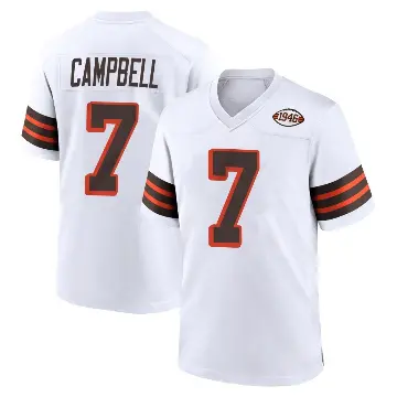 ＃7 Men's Tyson Campbell White Game Cleveland Browns 1946 Collection Alternate Jersey