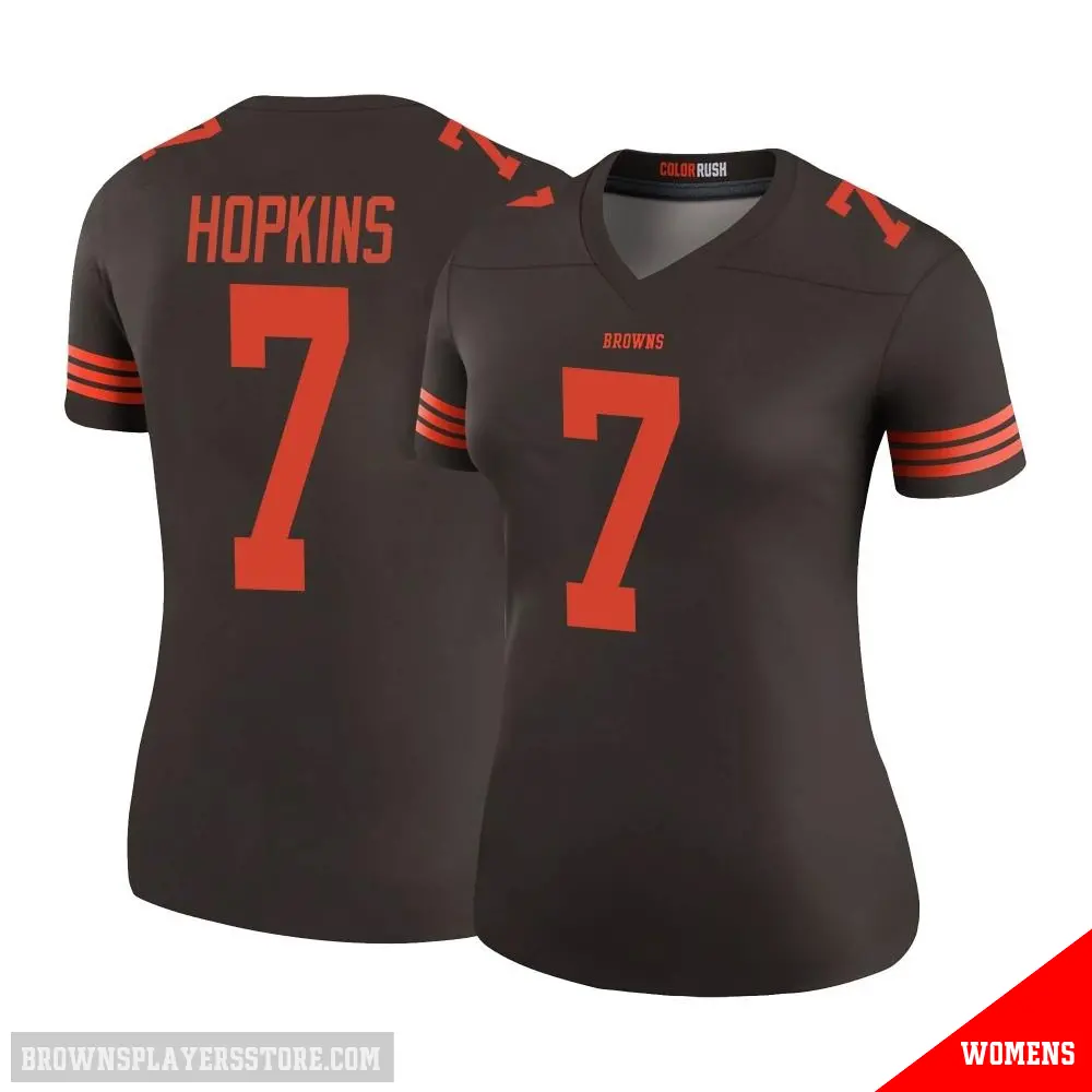 ＃7 Women's Dustin Hopkins Brown Legend Cleveland Browns Color Rush Jersey