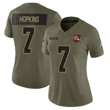 ＃7 Women's Dustin Hopkins Olive Limited Cleveland Browns 2025 Salute to Service Jersey