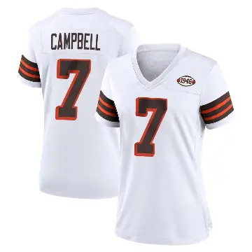 ＃7 Women's Tyson Campbell White Game Cleveland Browns 1946 Collection Alternate Jersey