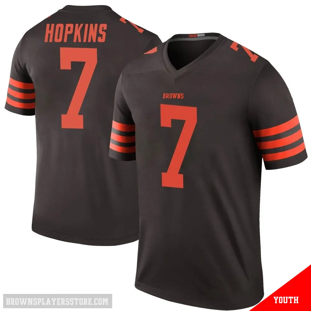 ＃7 Youth Dustin Hopkins Brown Legend Cleveland Browns Color Rush Jersey