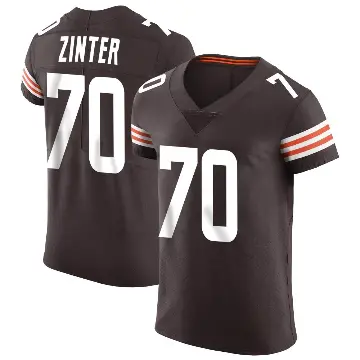 ＃70 Men's Zak Zinter Brown Elite Cleveland Browns Vapor Jersey
