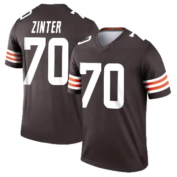 ＃70 Men's Zak Zinter Brown Legend Cleveland Browns Jersey