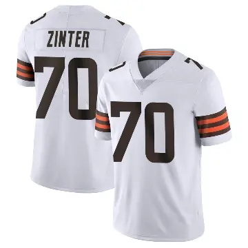 ＃70 Men's Zak Zinter White Limited Cleveland Browns Vapor Untouchable Jersey