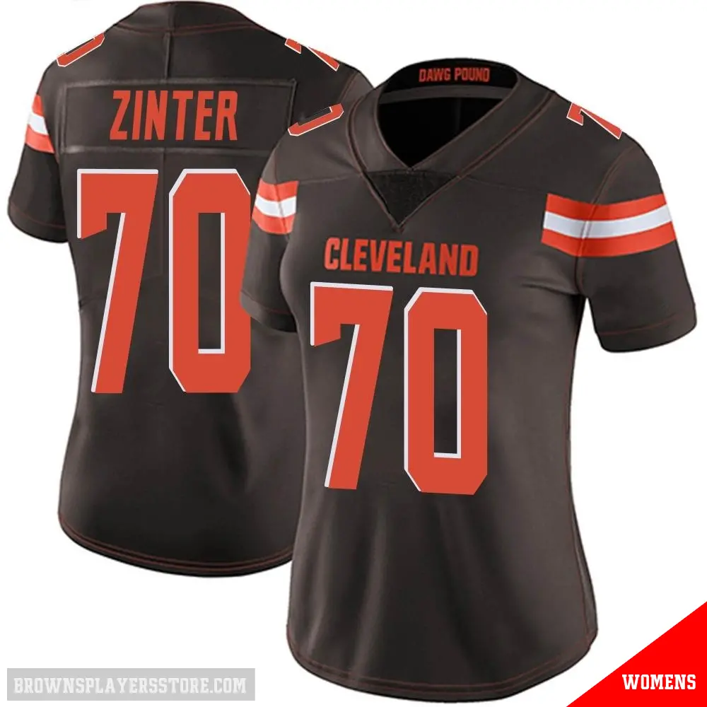 ＃70 Women's Zak Zinter Brown Limited Cleveland Browns Team Color Vapor Untouchable Jersey