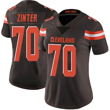 ＃70 Women's Zak Zinter Brown Limited Cleveland Browns Team Color Vapor Untouchable Jersey