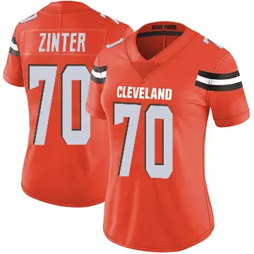 ＃70 Women's Zak Zinter Orange Limited Cleveland Browns Alternate Vapor Untouchable Jersey