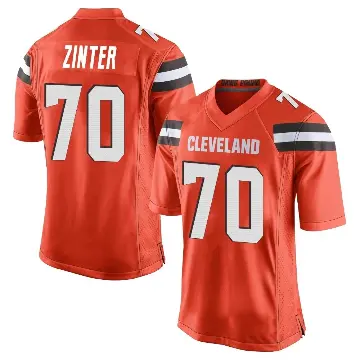 ＃70 Youth Zak Zinter Orange Game Cleveland Browns Alternate Jersey