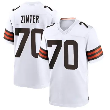 ＃70 Youth Zak Zinter White Game Cleveland Browns Jersey
