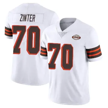 ＃70 Youth Zak Zinter White Limited Cleveland Browns Vapor 1946 Collection Alternate Jersey