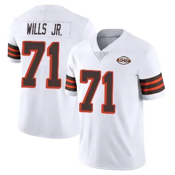 ＃71 Men's Jedrick Wills Jr. White Limited Cleveland Browns Vapor 1946 Collection Alternate Jersey