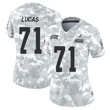 ＃71 Women's Cornelius Lucas Arctic Camo Limited Cleveland Browns 2024 Salute to Service Jersey