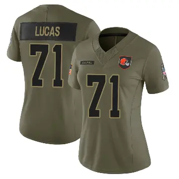 ＃71 Women's Cornelius Lucas Olive Limited Cleveland Browns 2025 Salute to Service Jersey