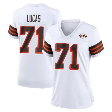 ＃71 Women's Cornelius Lucas White Game Cleveland Browns 1946 Collection Alternate Jersey