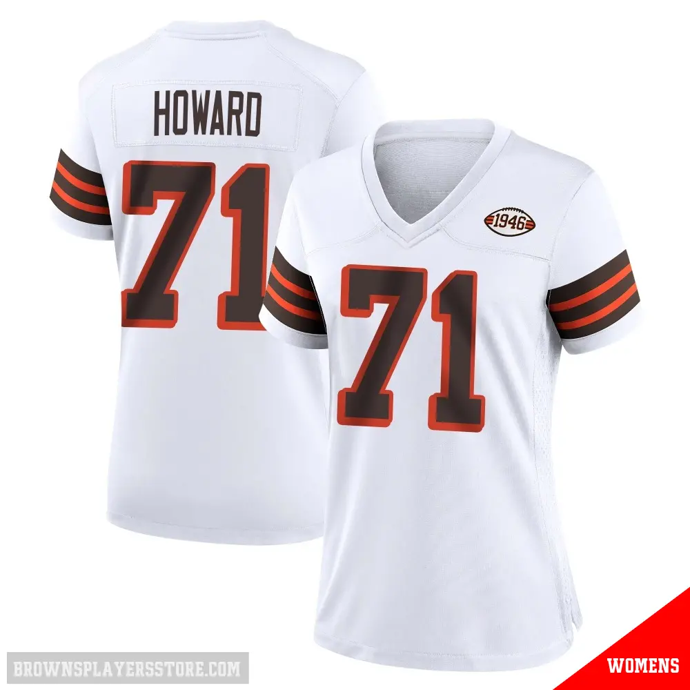 ＃71 Women's Tytus Howard White Game Cleveland Browns 1946 Collection Alternate Jersey