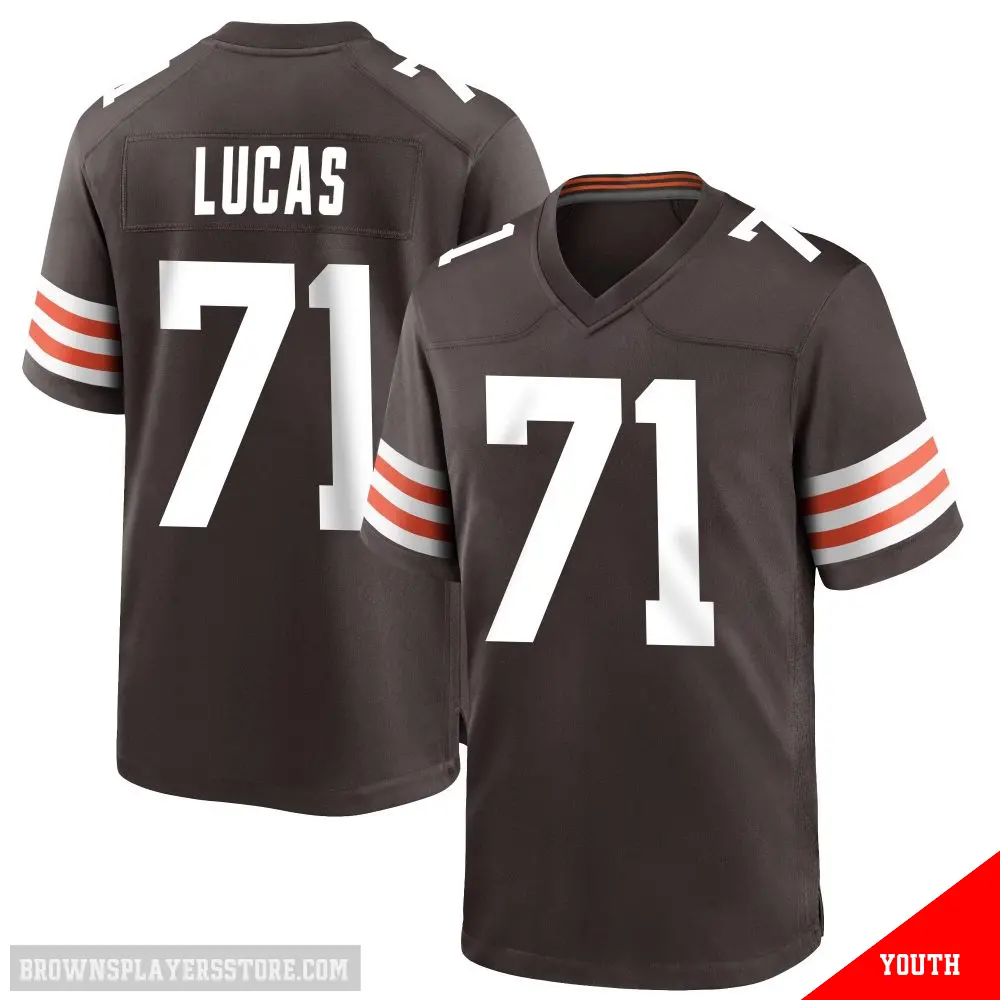 ＃71 Youth Cornelius Lucas Brown Game Cleveland Browns Team Color Jersey