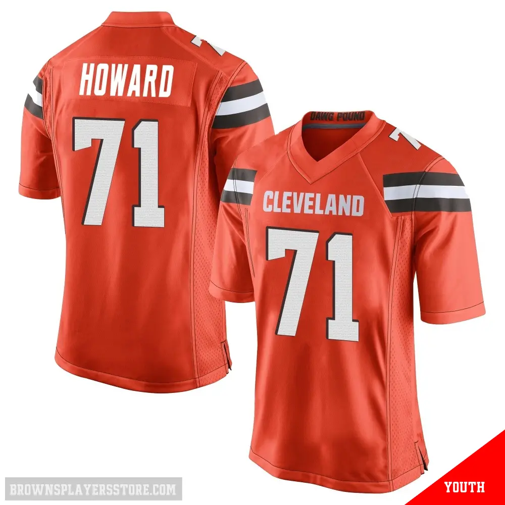 ＃71 Youth Tytus Howard Orange Game Cleveland Browns Alternate Jersey