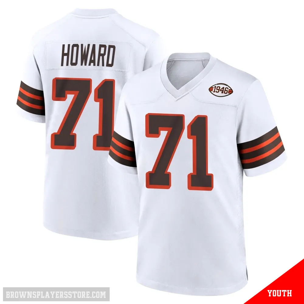 ＃71 Youth Tytus Howard White Game Cleveland Browns 1946 Collection Alternate Jersey