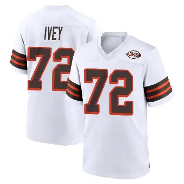 ＃72 Men's Jason Ivey White Game Cleveland Browns 1946 Collection Alternate Jersey