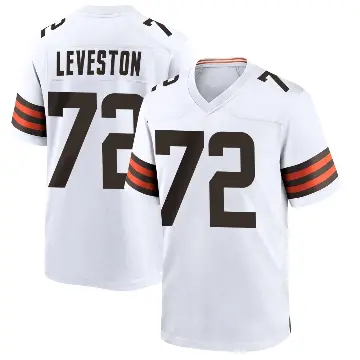 ＃72 Men's KT Leveston White Game Cleveland Browns Jersey