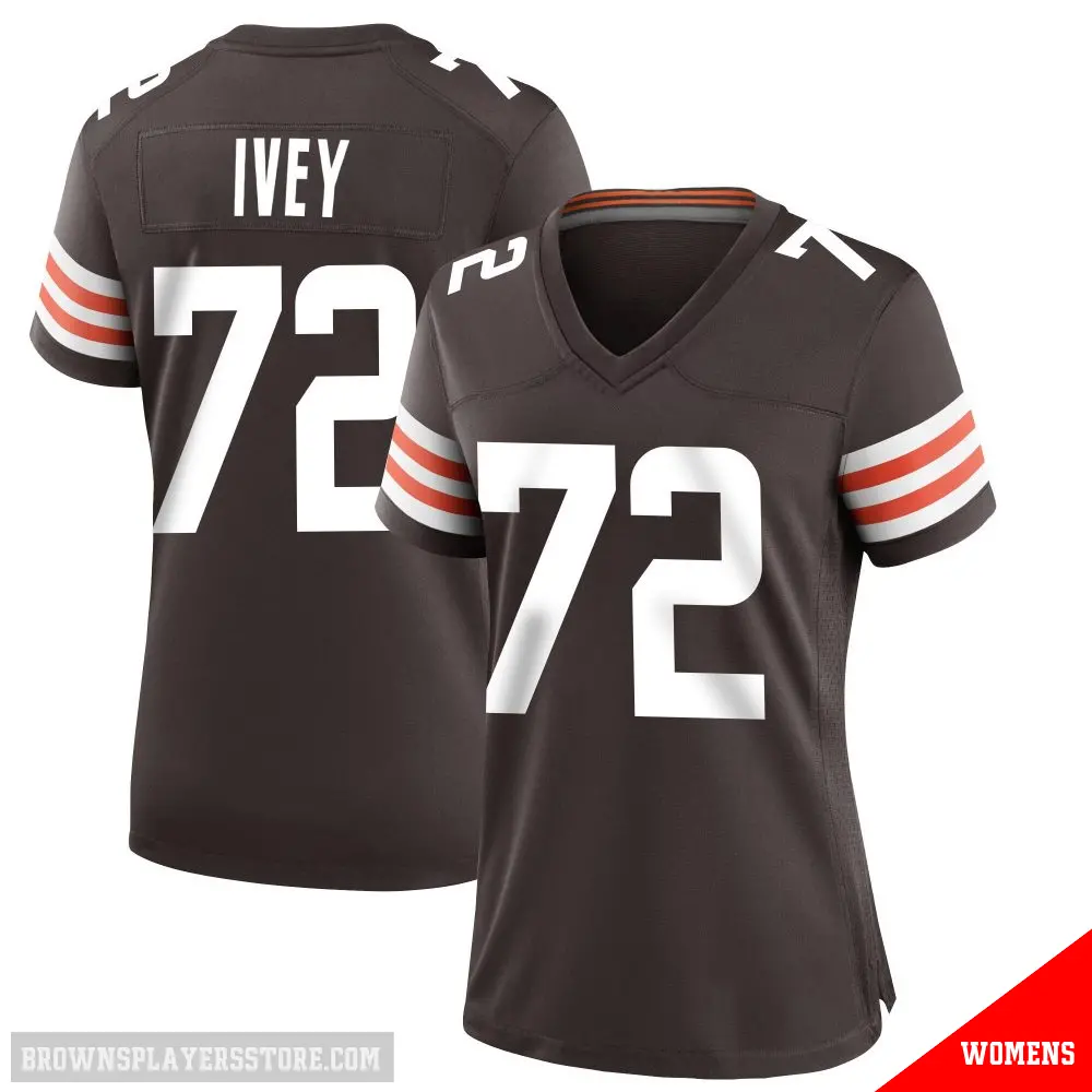＃72 Women's Jason Ivey Brown Game Cleveland Browns Team Color Jersey