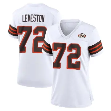 ＃72 Women's KT Leveston White Game Cleveland Browns 1946 Collection Alternate Jersey