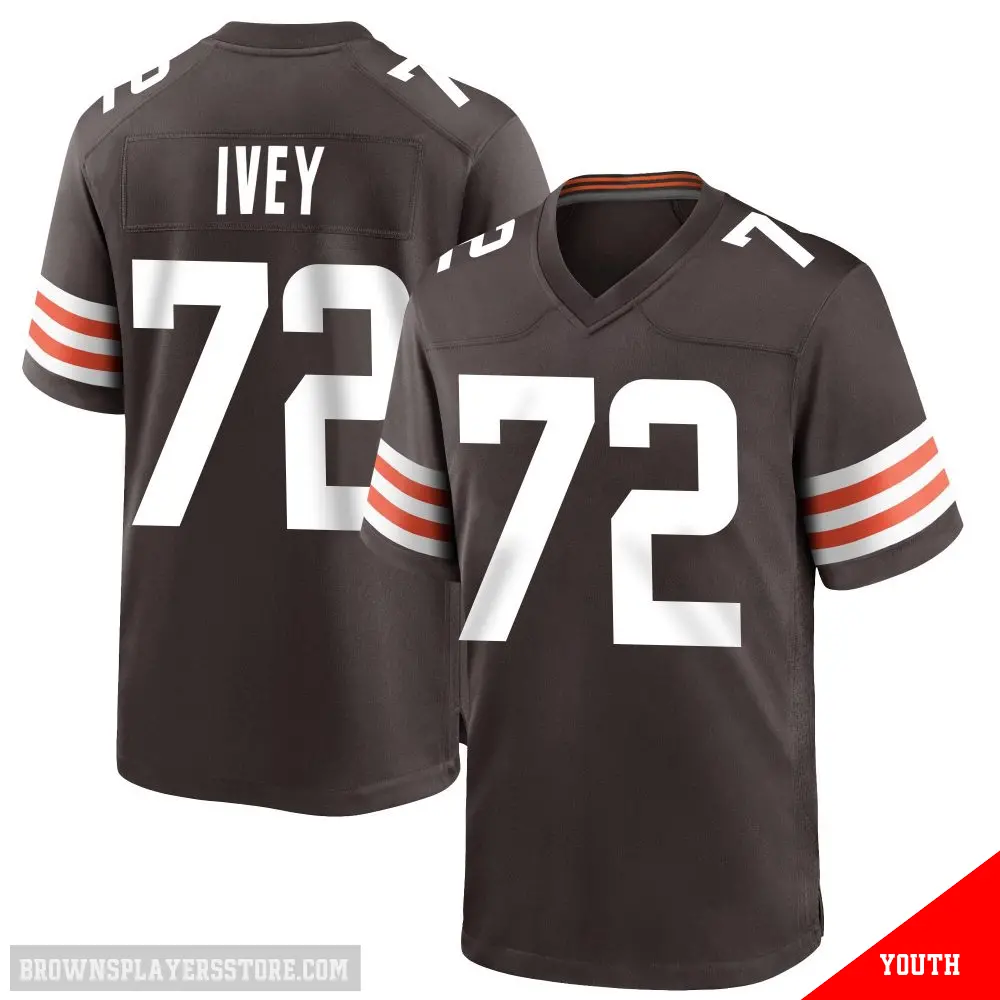 ＃72 Youth Jason Ivey Brown Game Cleveland Browns Team Color Jersey