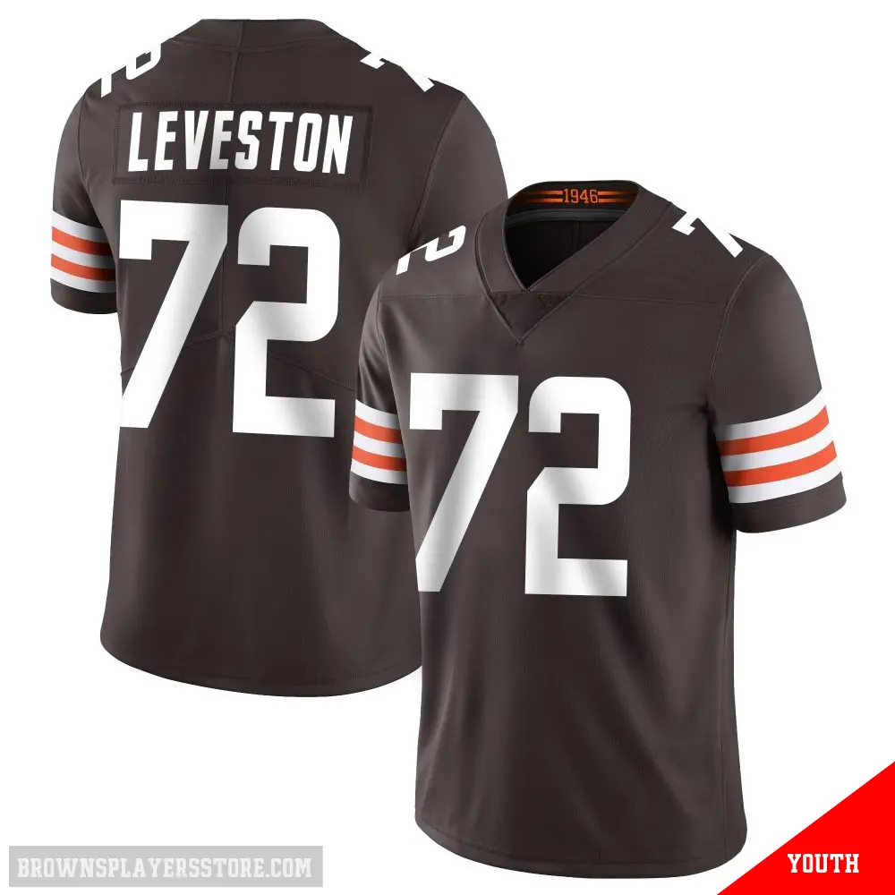 ＃72 Youth KT Leveston Brown Limited Cleveland Browns Team Color Vapor Untouchable Jersey