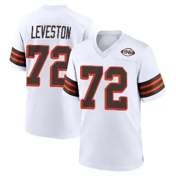 ＃72 Youth KT Leveston White Game Cleveland Browns 1946 Collection Alternate Jersey