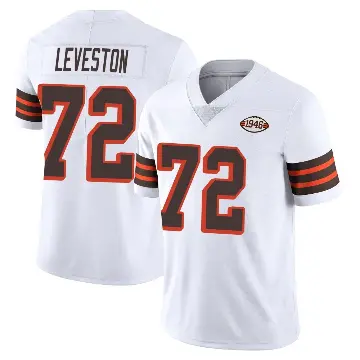 ＃72 Youth KT Leveston White Limited Cleveland Browns Vapor 1946 Collection Alternate Jersey