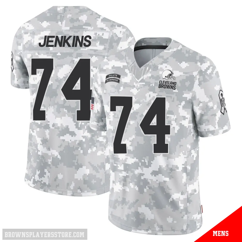 ＃74 Men's Elgton Jenkins Arctic Camo Limited Cleveland Browns 2024 Salute to Service Jersey
