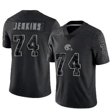 ＃74 Men's Elgton Jenkins Black Limited Cleveland Browns Reflective Jersey