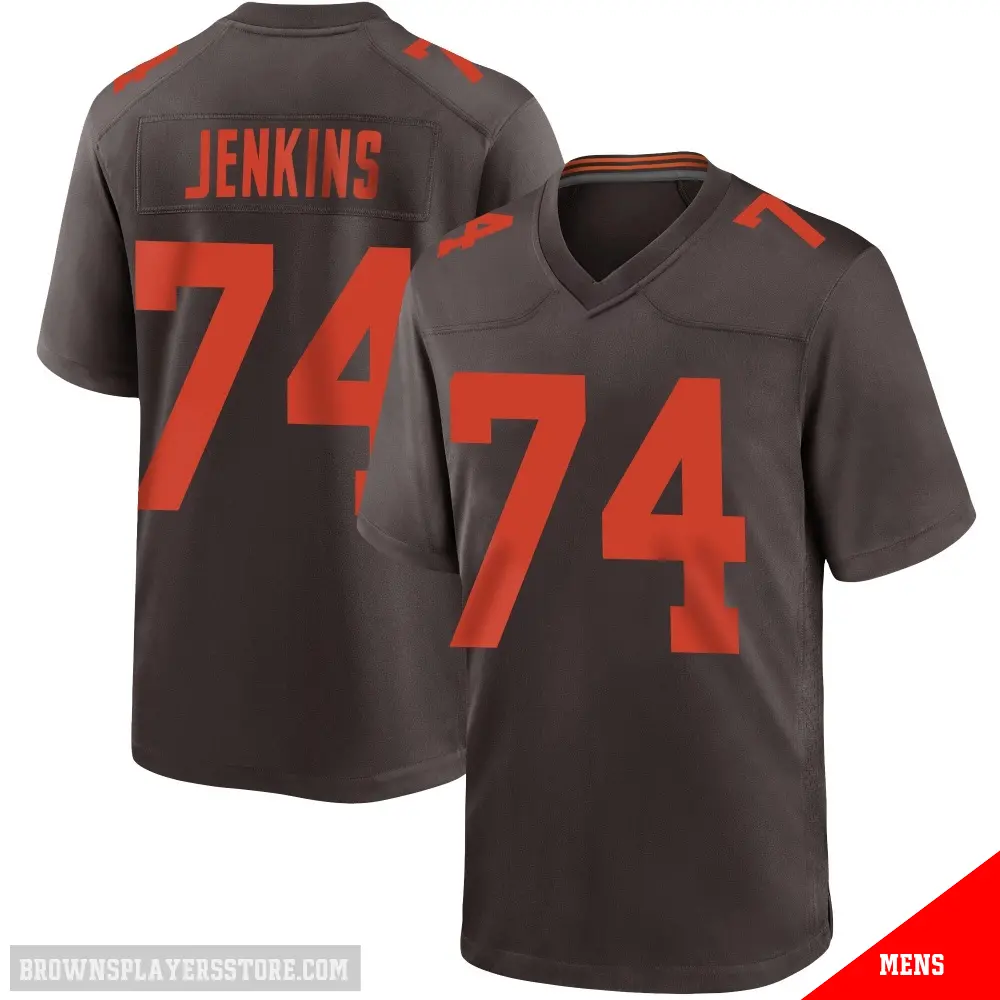 ＃74 Men's Elgton Jenkins Brown Game Cleveland Browns Alternate Jersey