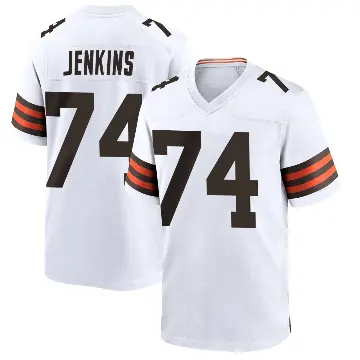 ＃74 Men's Elgton Jenkins White Game Cleveland Browns Jersey
