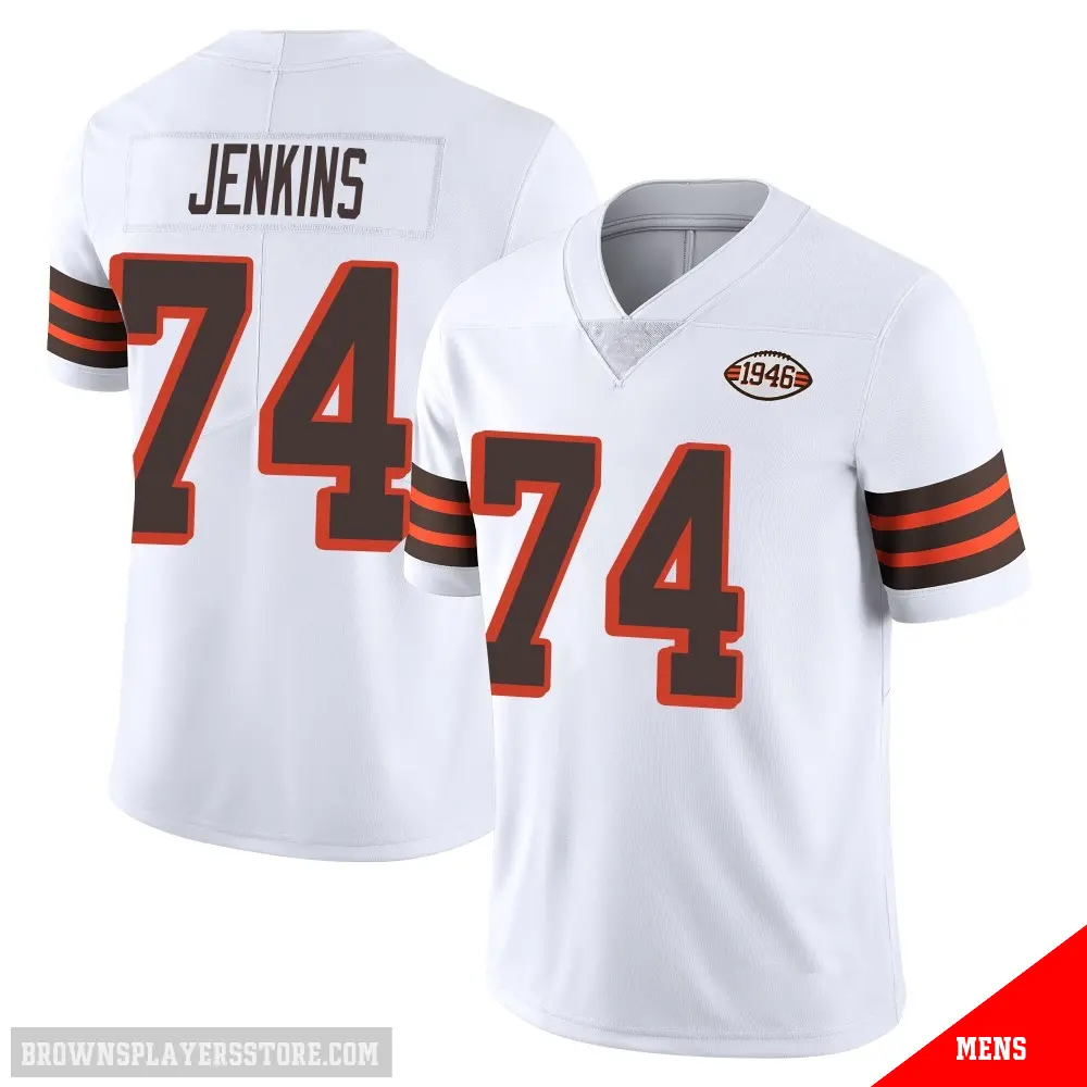 ＃74 Men's Elgton Jenkins White Limited Cleveland Browns Vapor 1946 Collection Alternate Jersey