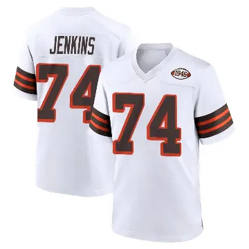 ＃74 Men's Teven Jenkins White Game Cleveland Browns 1946 Collection Alternate Jersey