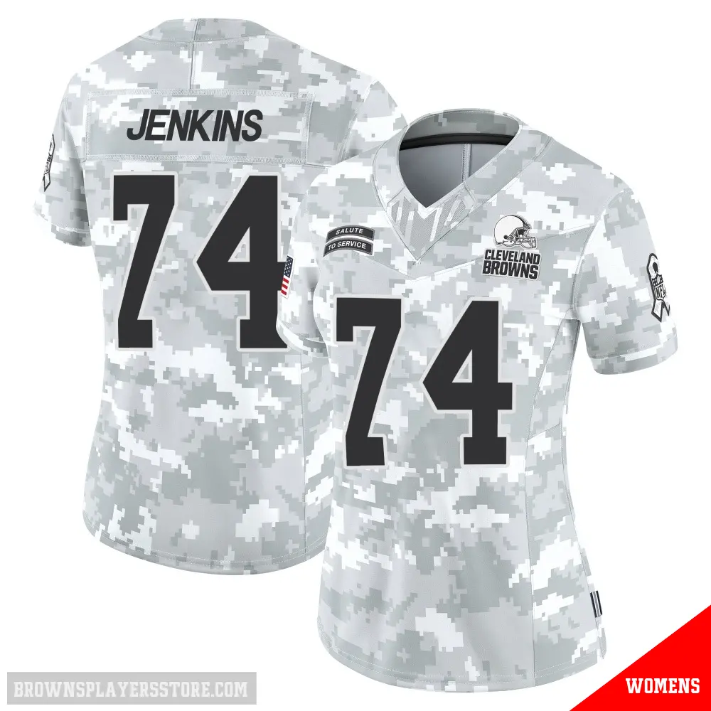 ＃74 Women's Elgton Jenkins Arctic Camo Limited Cleveland Browns 2024 Salute to Service Jersey