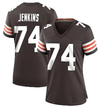 ＃74 Women's Elgton Jenkins Brown Game Cleveland Browns Team Color Jersey