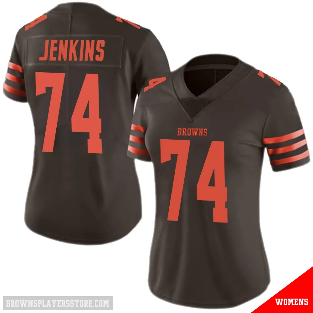 ＃74 Women's Elgton Jenkins Brown Limited Cleveland Browns Color Rush Jersey