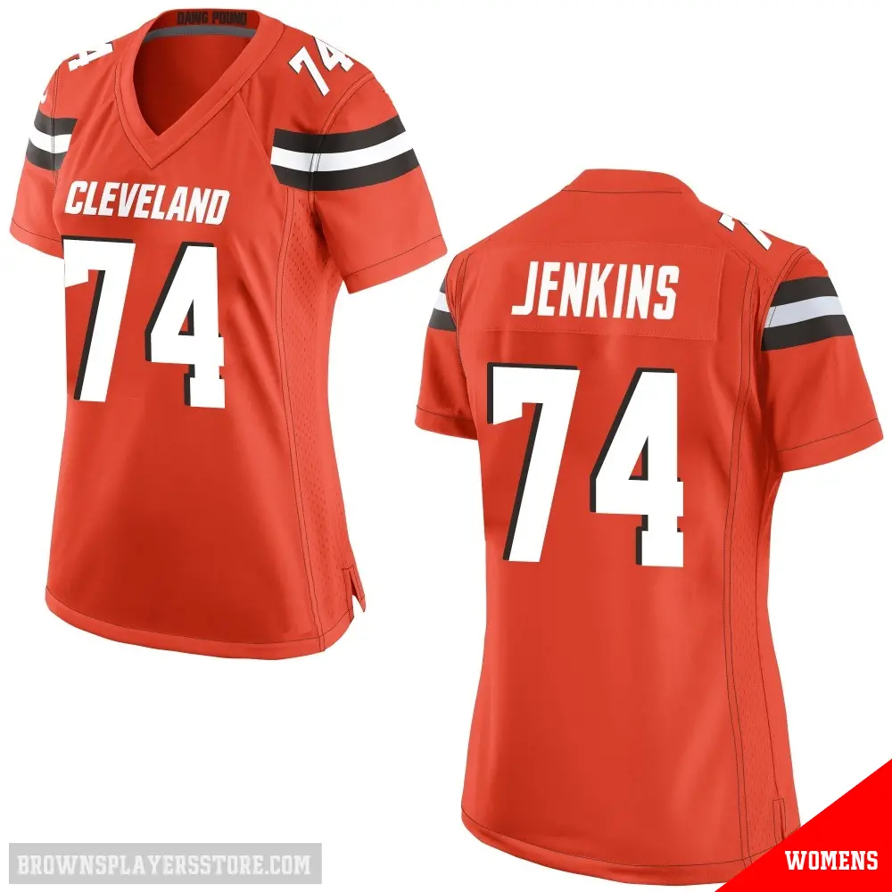 ＃74 Women's Elgton Jenkins Orange Game Cleveland Browns Alternate Jersey