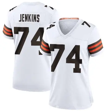 ＃74 Women's Elgton Jenkins White Game Cleveland Browns Jersey
