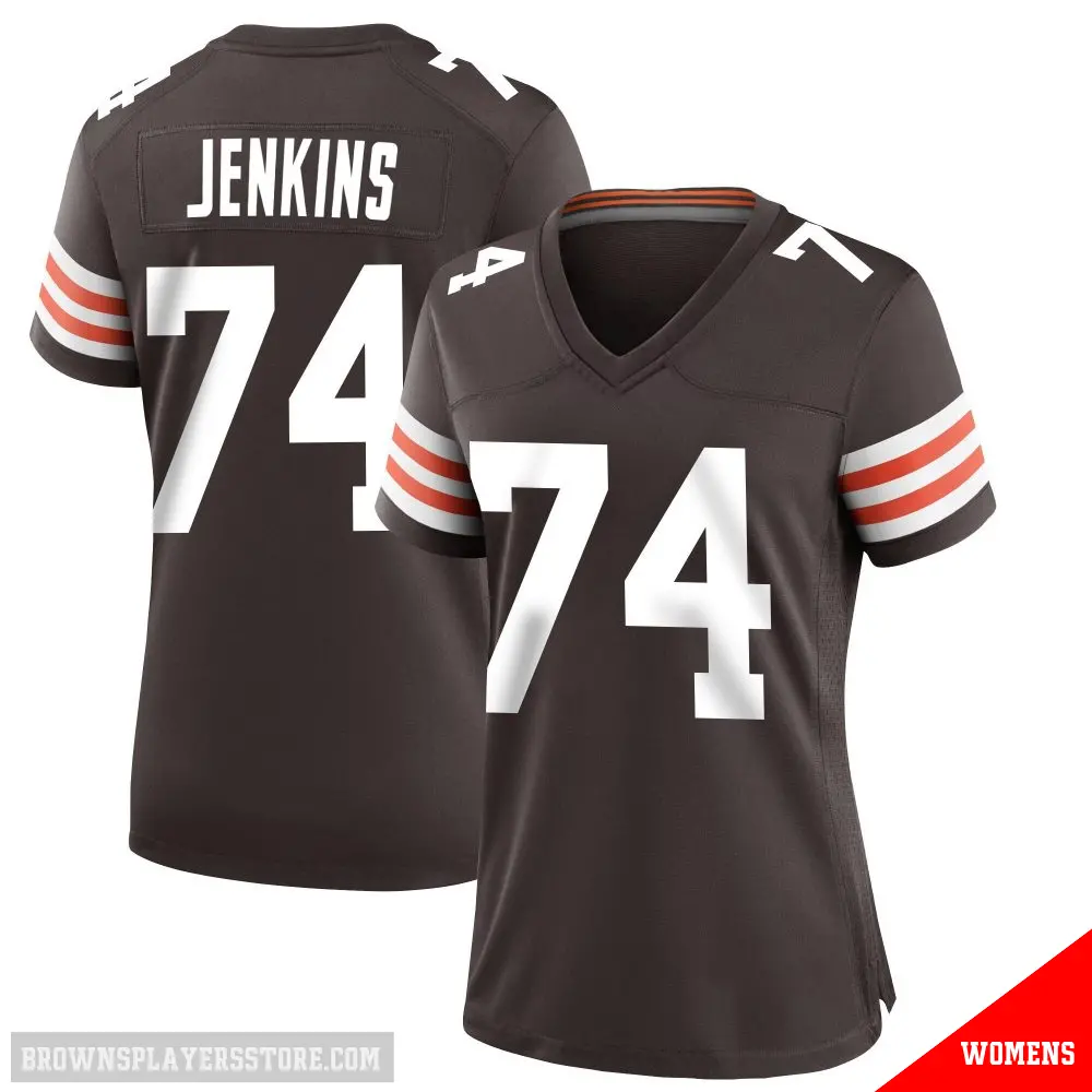＃74 Women's Teven Jenkins Brown Game Cleveland Browns Team Color Jersey