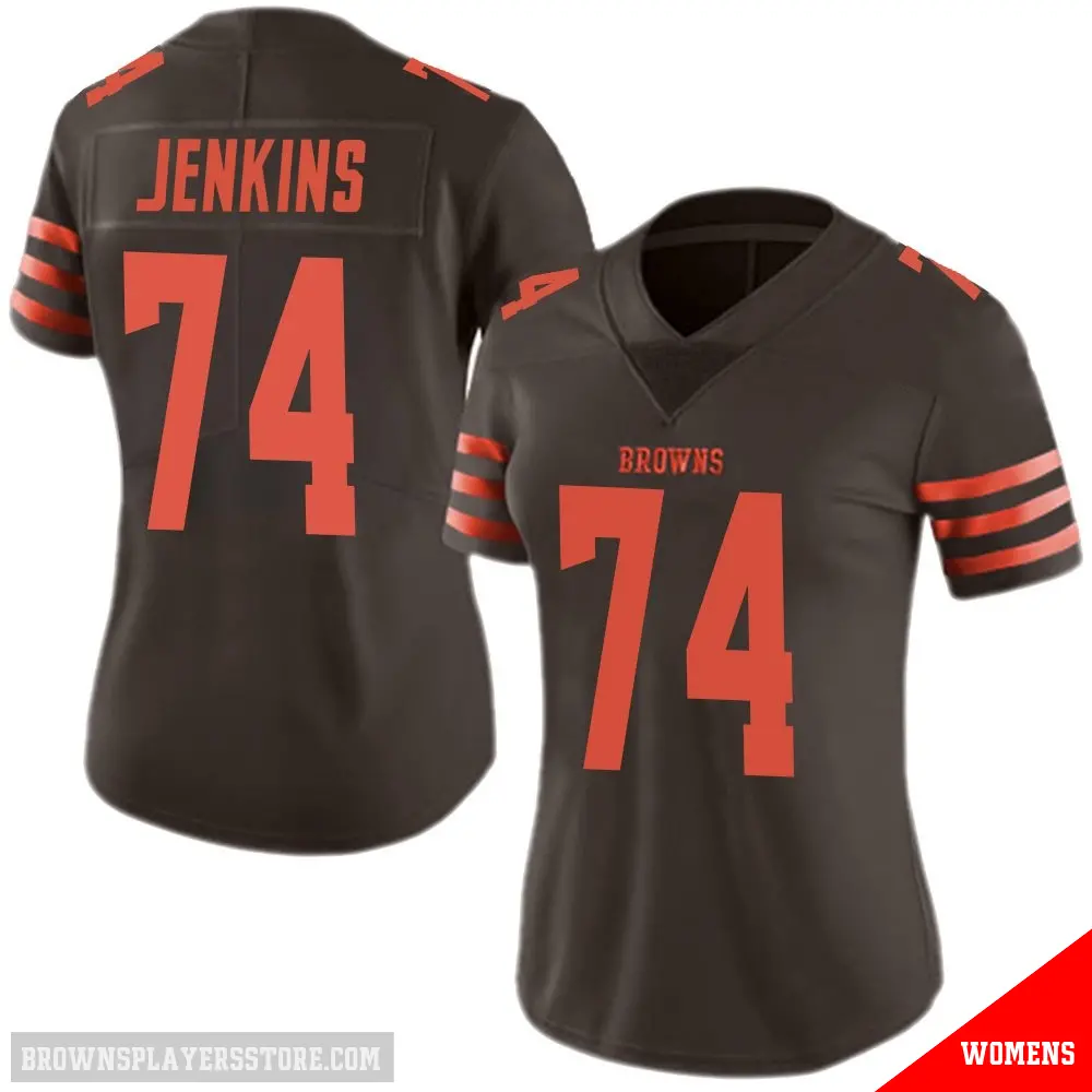 ＃74 Women's Teven Jenkins Brown Limited Cleveland Browns Color Rush Jersey