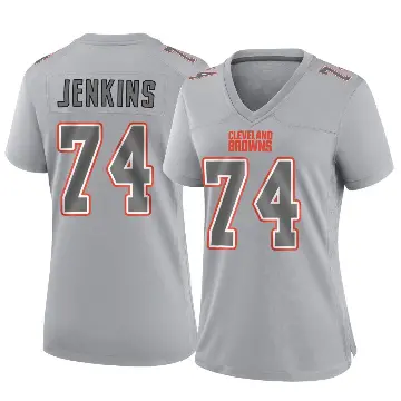 ＃74 Women's Teven Jenkins Gray Game Cleveland Browns Atmosphere Fashion Jersey